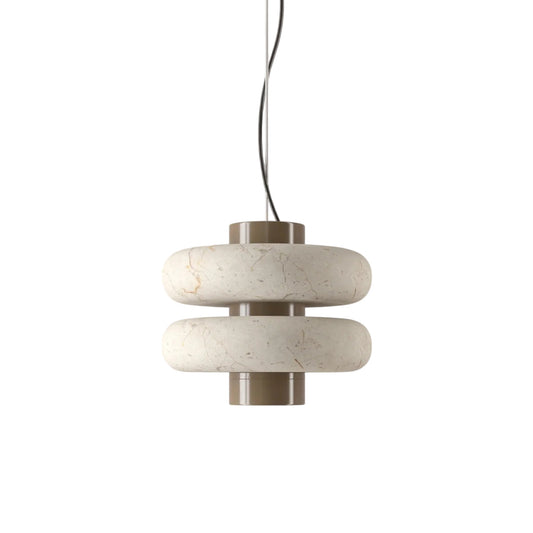 Duo Marble Pendant Lamp – Modern Symmetrical Natural Marble & Chrome LED Light