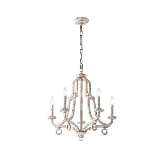 Durand Chandelier – Antique White Distressed Brass Farmhouse Sconce