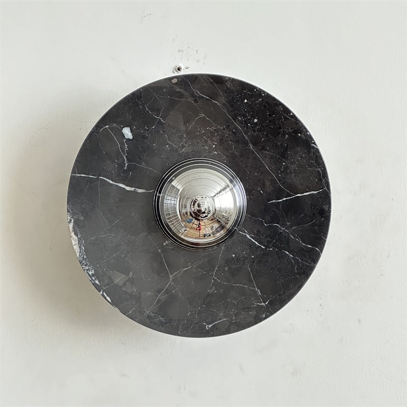 Calacatta Marble Wall Lamp – Minimalist Circular White Marble & Chrome LED Sconce