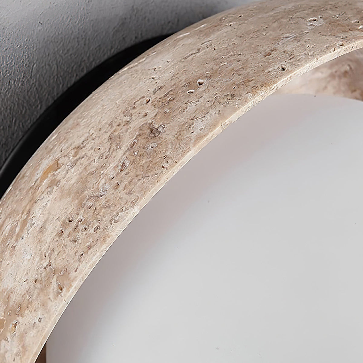 Eala Wall Lamp – Natural Travertine Stone & Glass Globe Wall Sconce