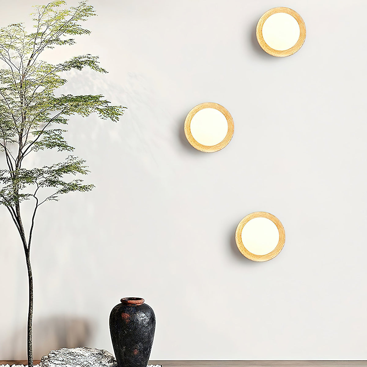 Eala Wall Lamp – Natural Travertine Stone & Glass Globe Wall Sconce