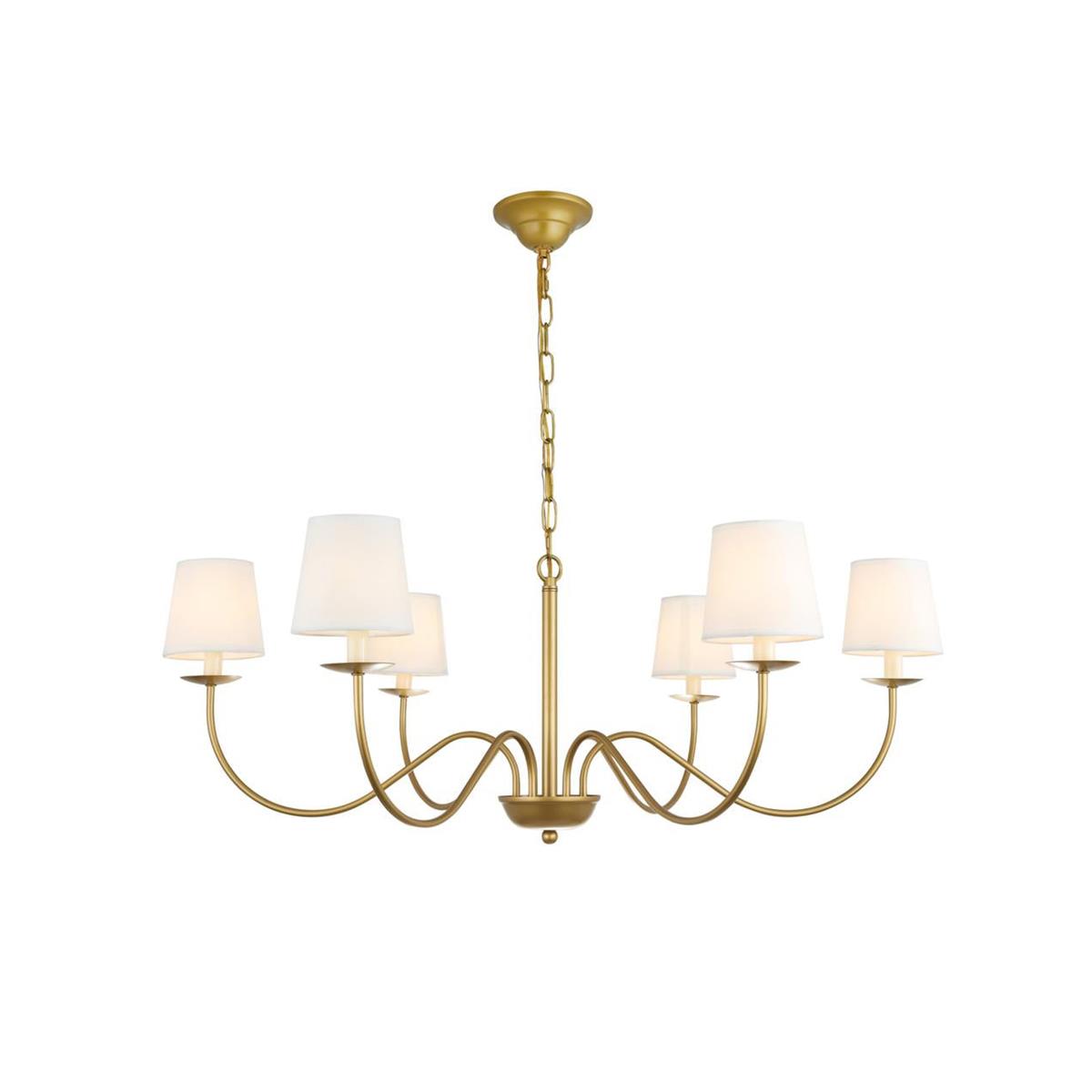 Eclipse Brass Chandelier – Modern Heritage 6-Light Candelabra Ceiling Light