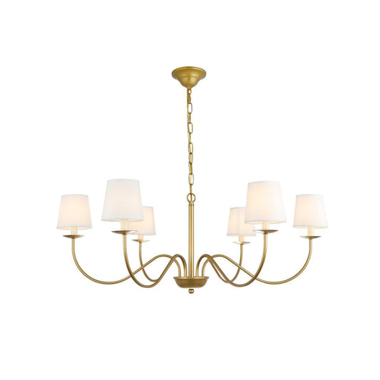 Eclipse Brass Chandelier – Modern Heritage 6-Light Candelabra Ceiling Light