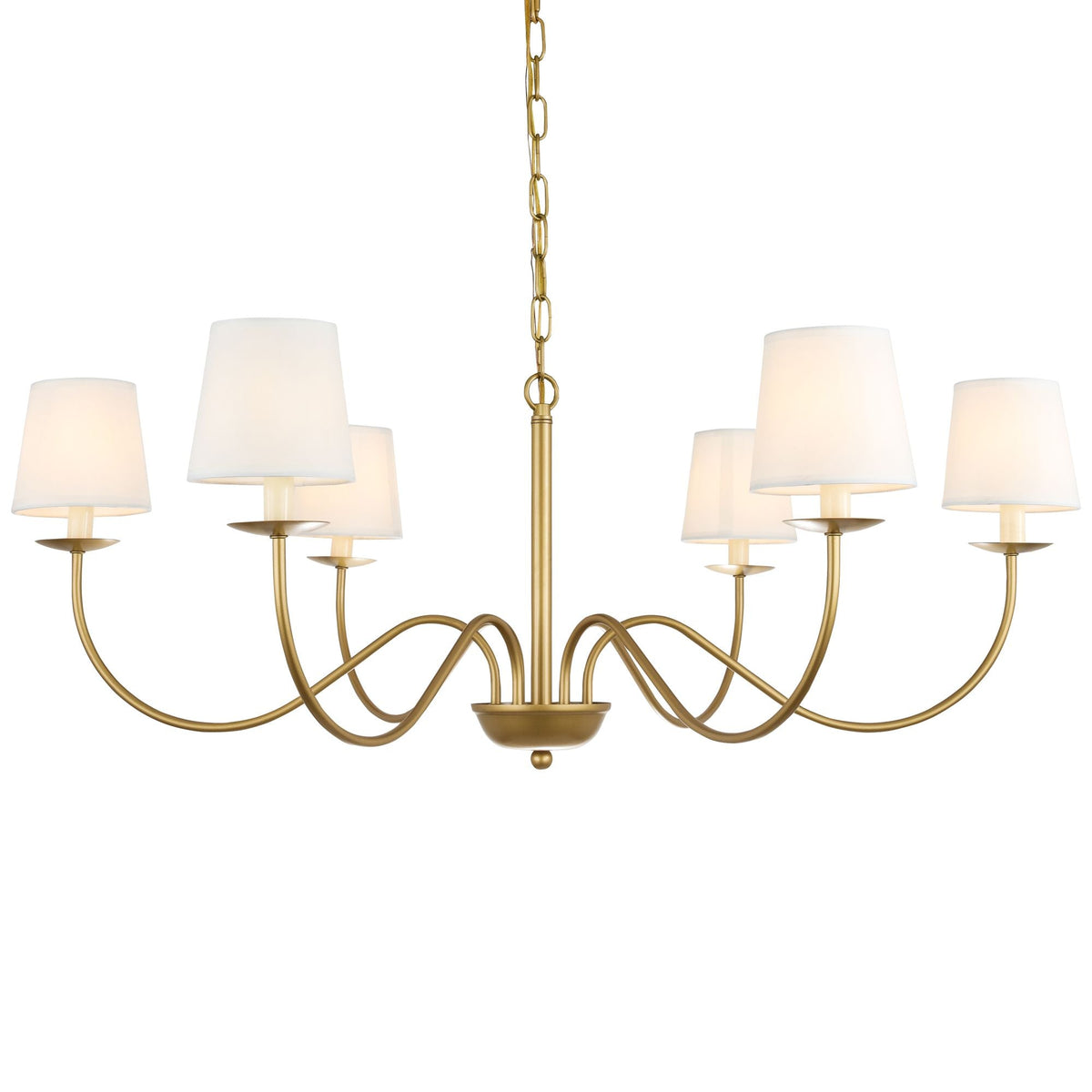 Eclipse Brass Chandelier – Modern Heritage 6-Light Candelabra Ceiling Light