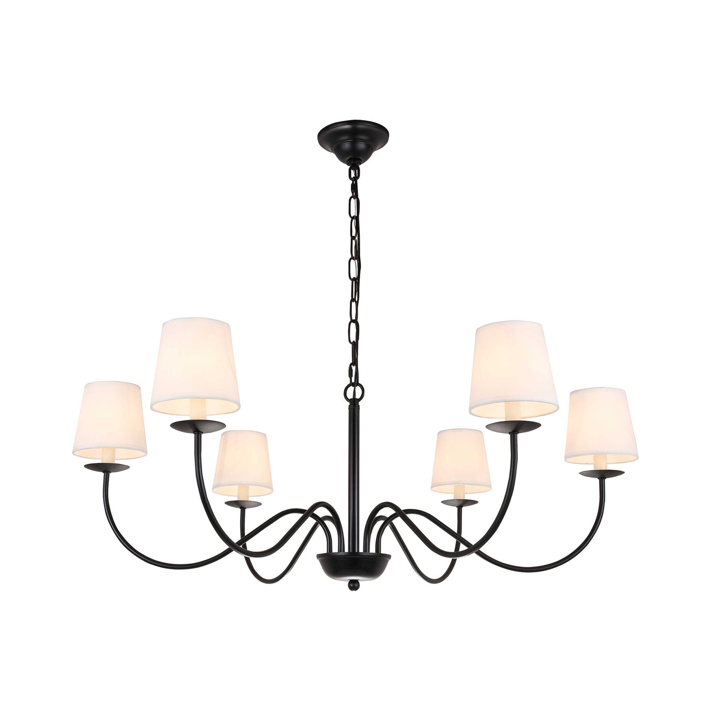 Eclipse Brass Chandelier – Modern Heritage 6-Light Candelabra Ceiling Light