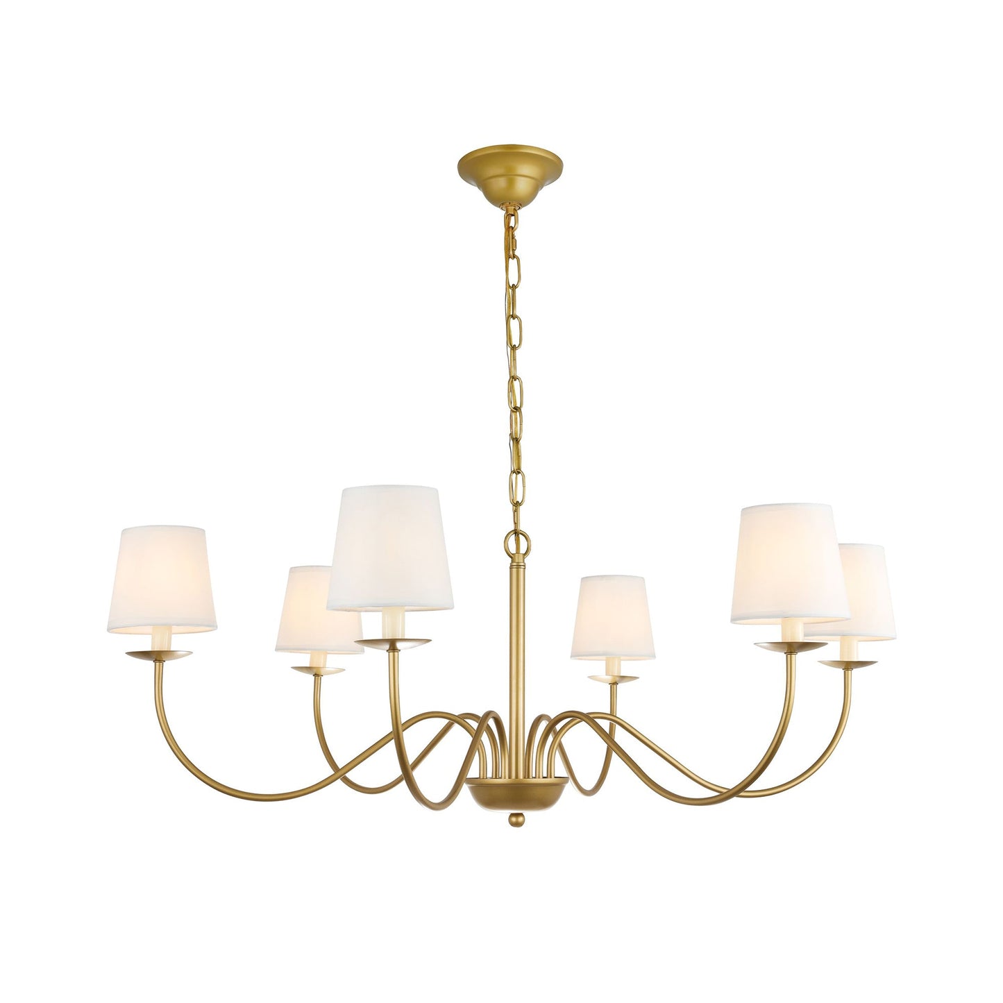 Eclipse Brass Chandelier – Modern Heritage 6-Light Candelabra Ceiling Light