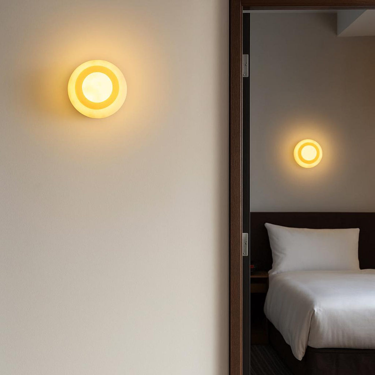 Eclipse Marble Wall Sconce – Natural Marble Stone & Glass Globe Light