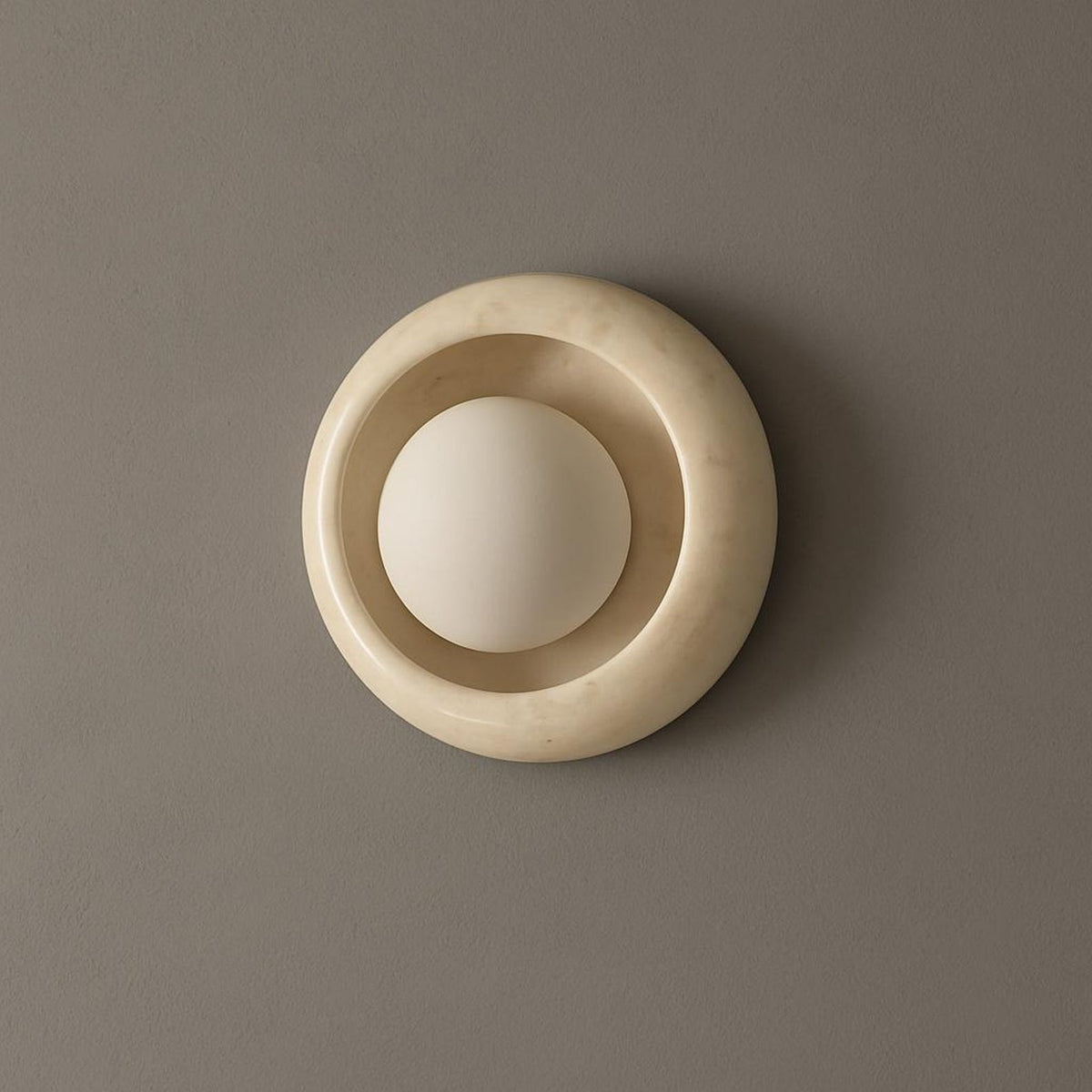 Eclipse Marble Wall Sconce – Natural Marble Stone & Glass Globe Light