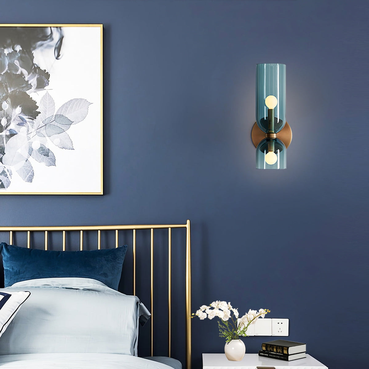Edie Wall Lamp – Modern Glass Globe & Brass Column Wall Sconce