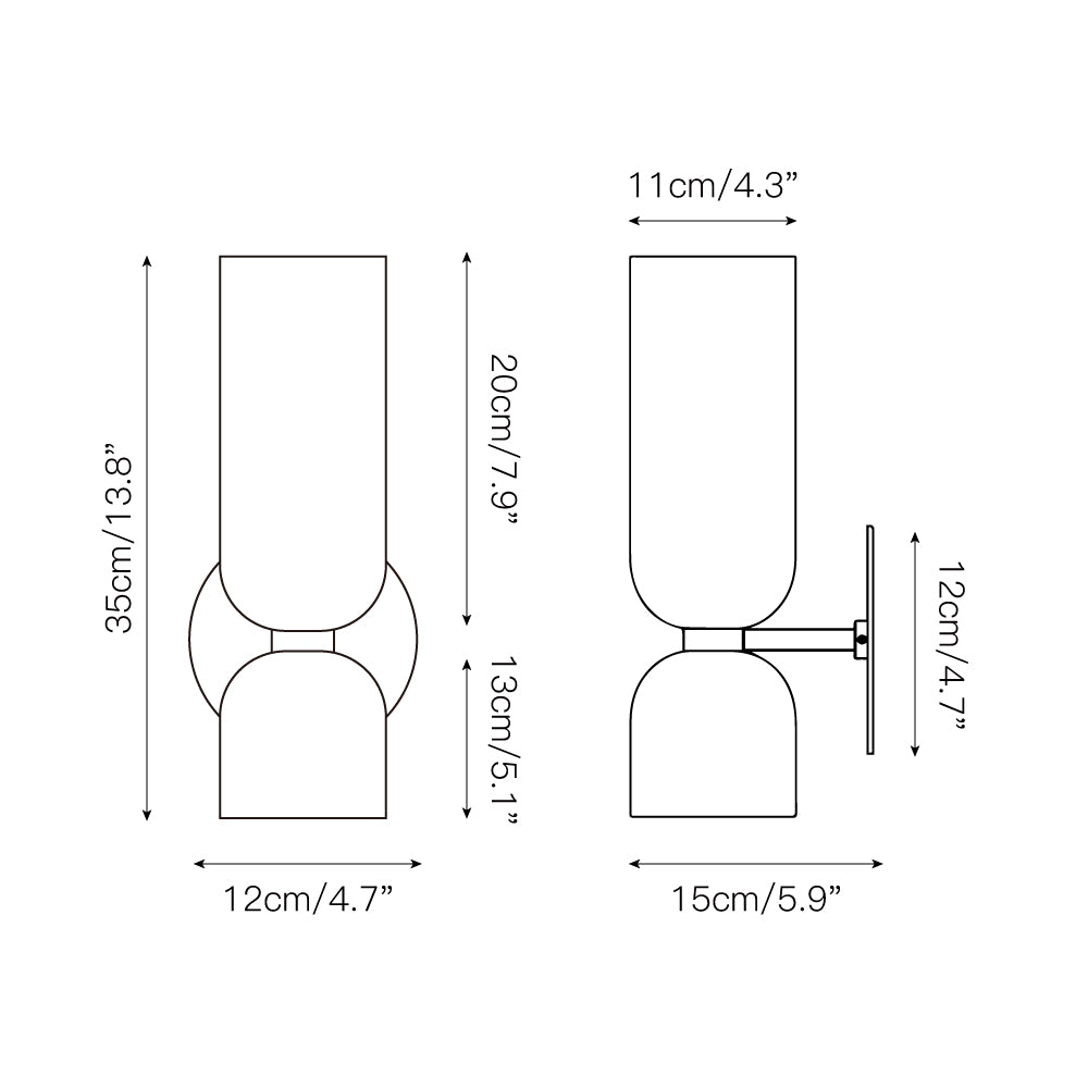 Edie Wall Lamp – Modern Glass Globe & Brass Column Wall Sconce