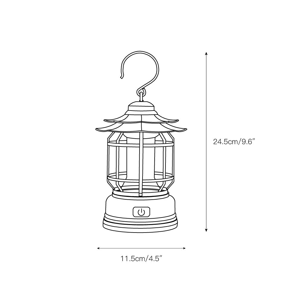 Lantern Outdoor Camping Table Lamp - Portable Battery Water-Resistant Lantern | Vintage Industrial USB Rechargeable Light