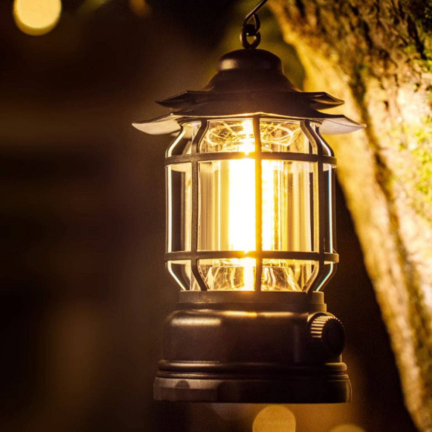 Lantern Outdoor Camping Table Lamp - Portable Battery Water-Resistant Lantern | Vintage Industrial USB Rechargeable Light