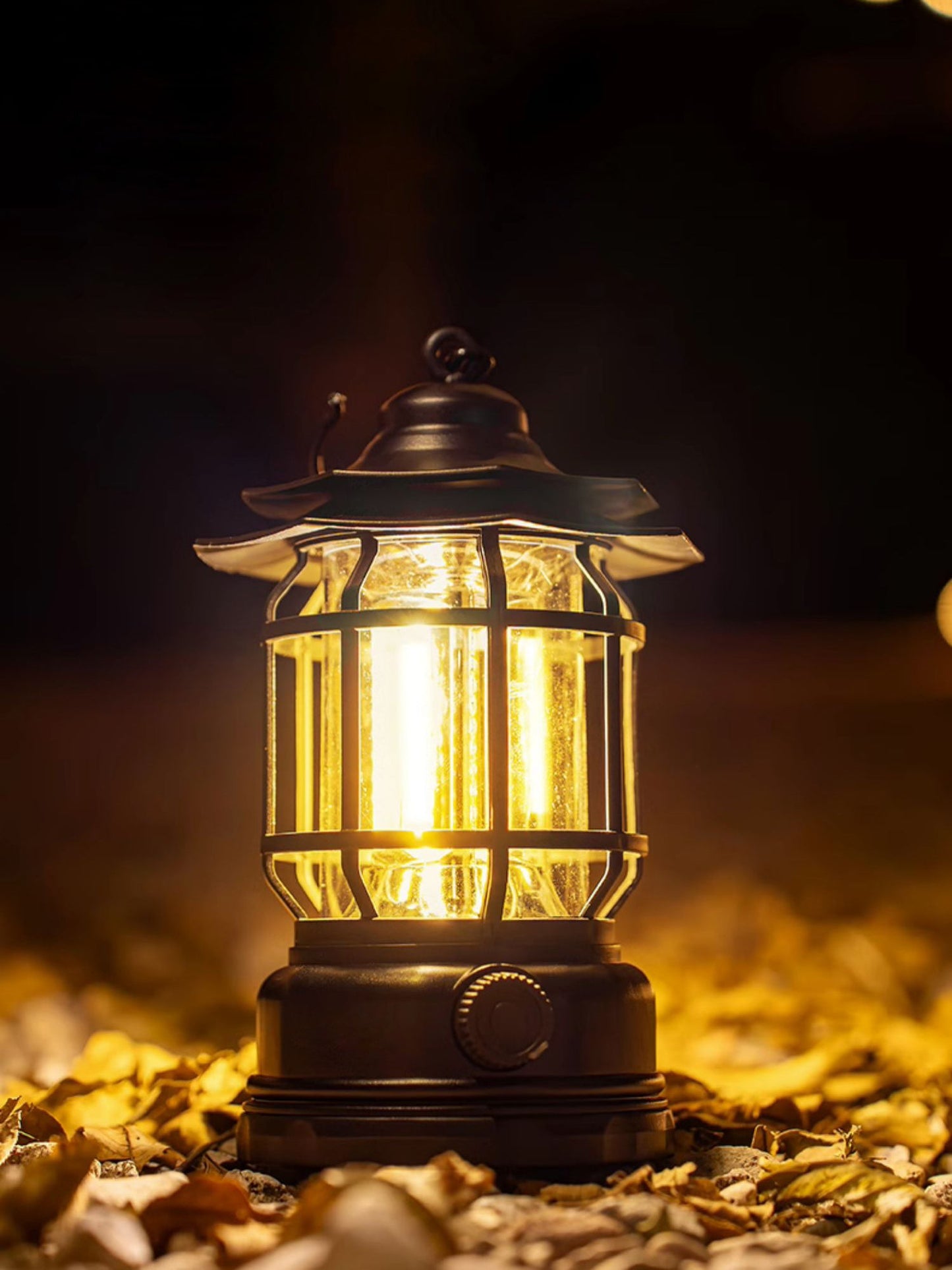 Lantern Outdoor Camping Table Lamp - Portable Battery Water-Resistant Lantern | Vintage Industrial USB Rechargeable Light