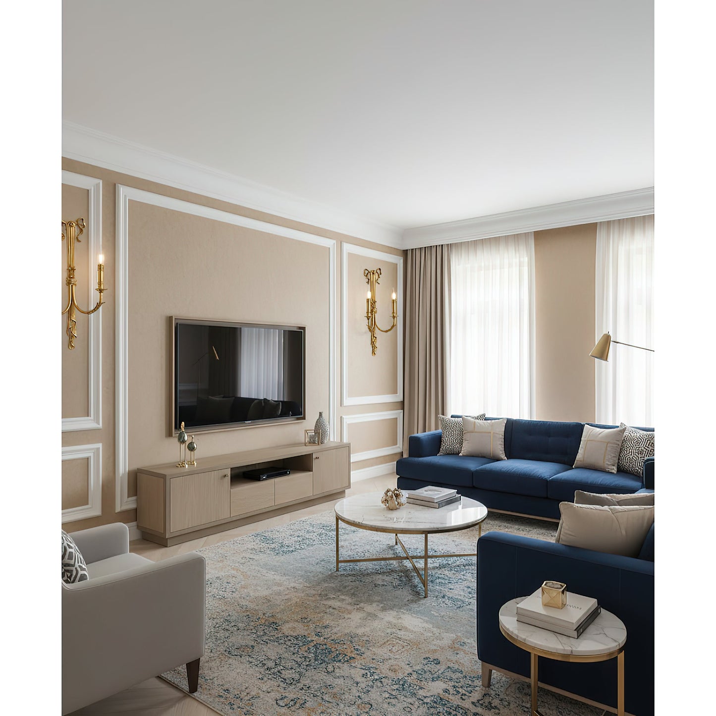 Edith Brass Wall Lamp – Classical 2-Light Solid Brass Candle Sconce