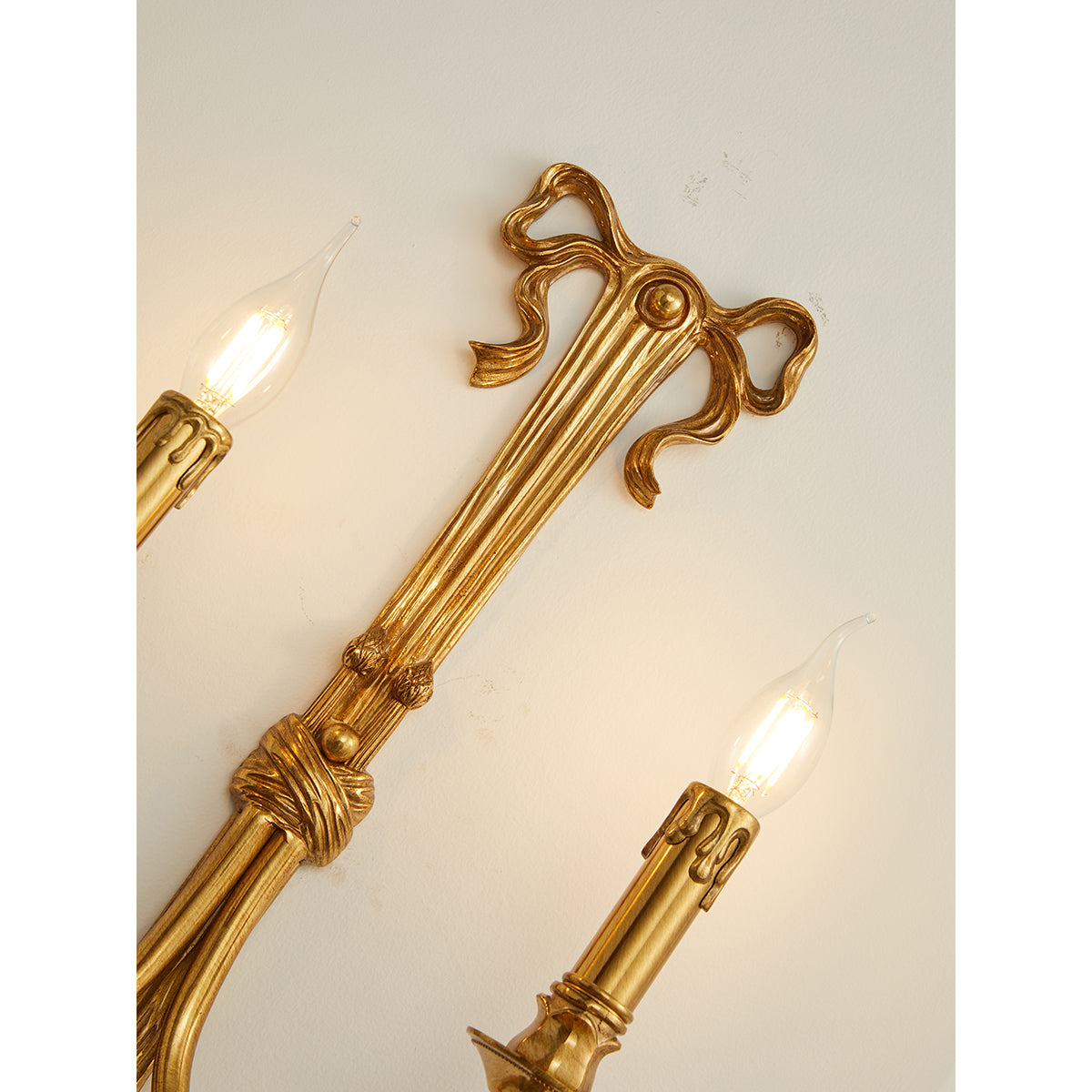Edith Brass Wall Lamp – Classical 2-Light Solid Brass Candle Sconce