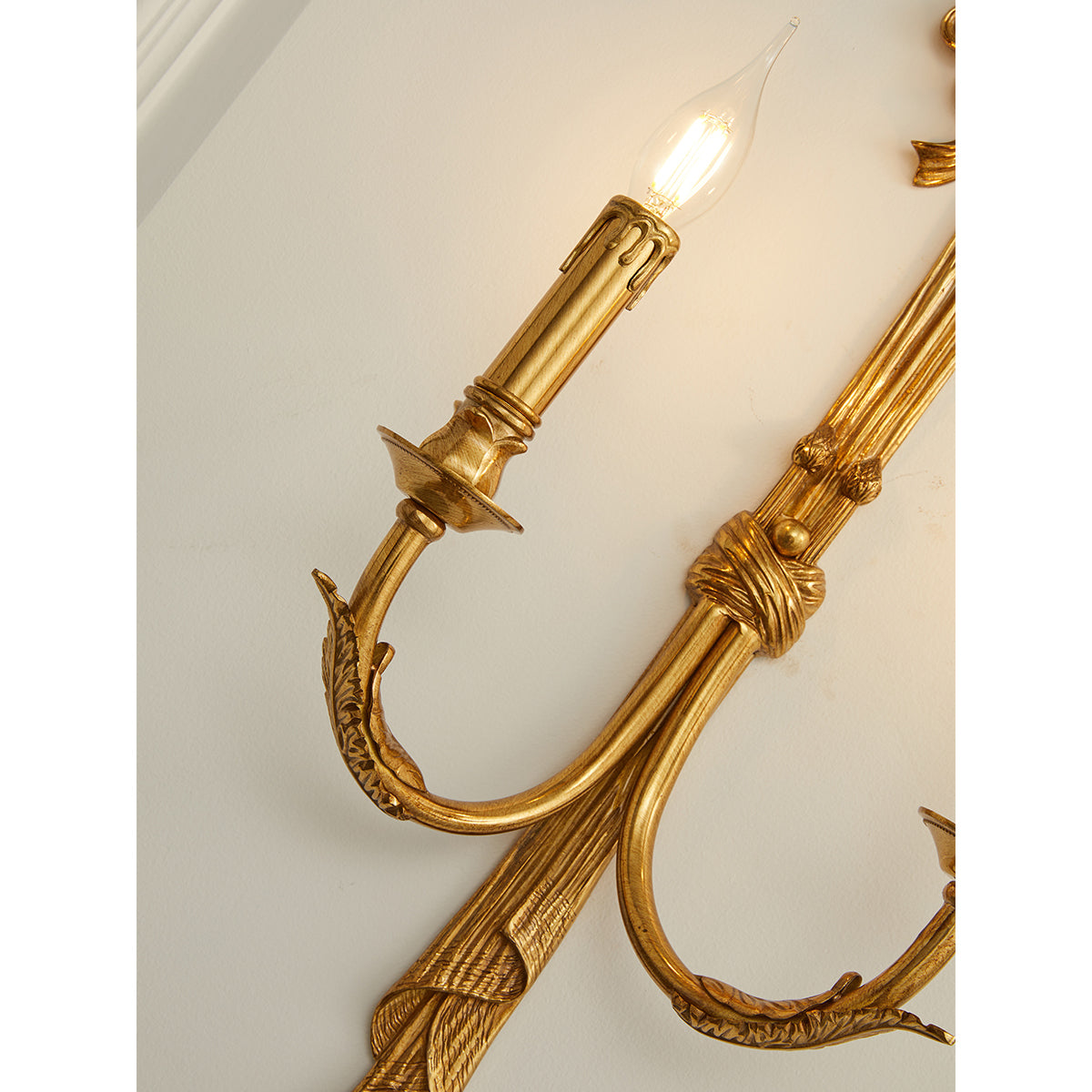 Edith Brass Wall Lamp – Classical 2-Light Solid Brass Candle Sconce