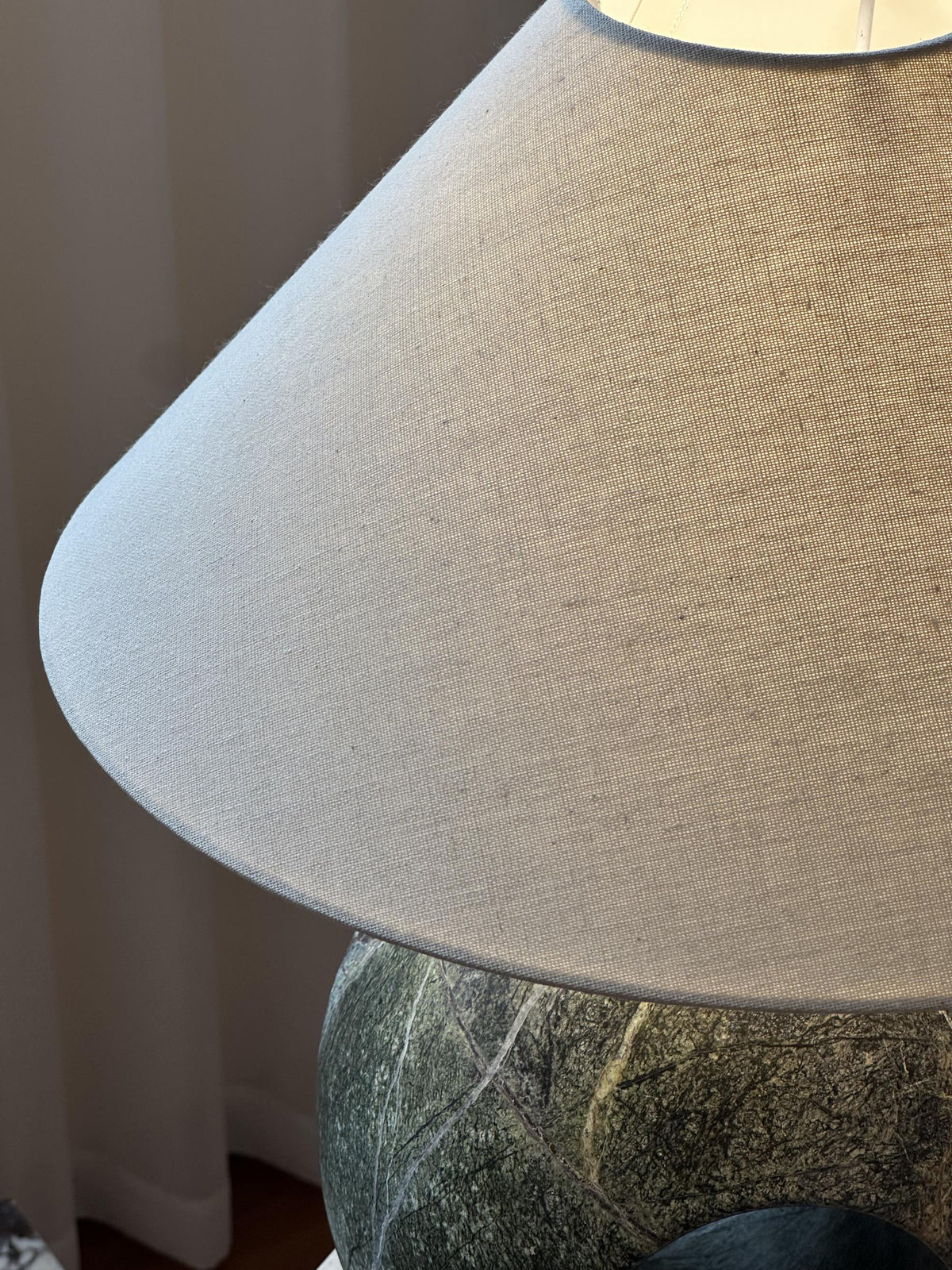 Editions Marble Table Lamp – Modern Sculptural Natural Marble & Fabric Desk Light