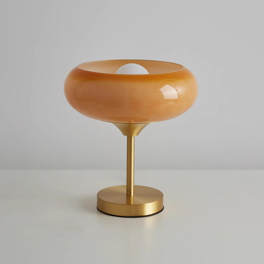 Egg Tart Glass Table Lamp – Retro Fluted Glass Accent Light