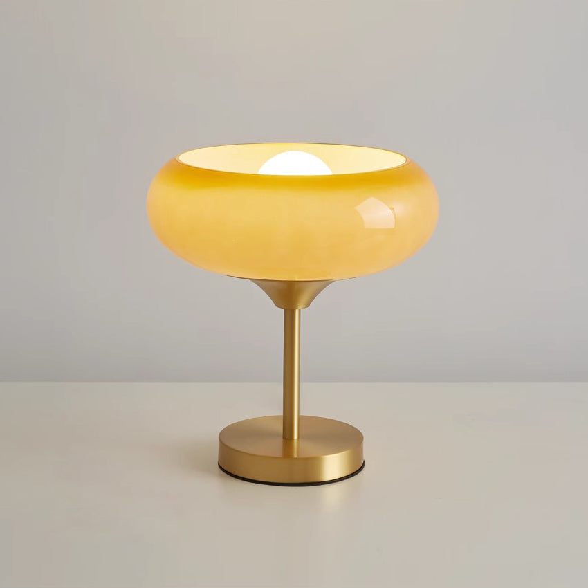 Egg Tart Glass Table Lamp – Retro Fluted Glass Accent Light