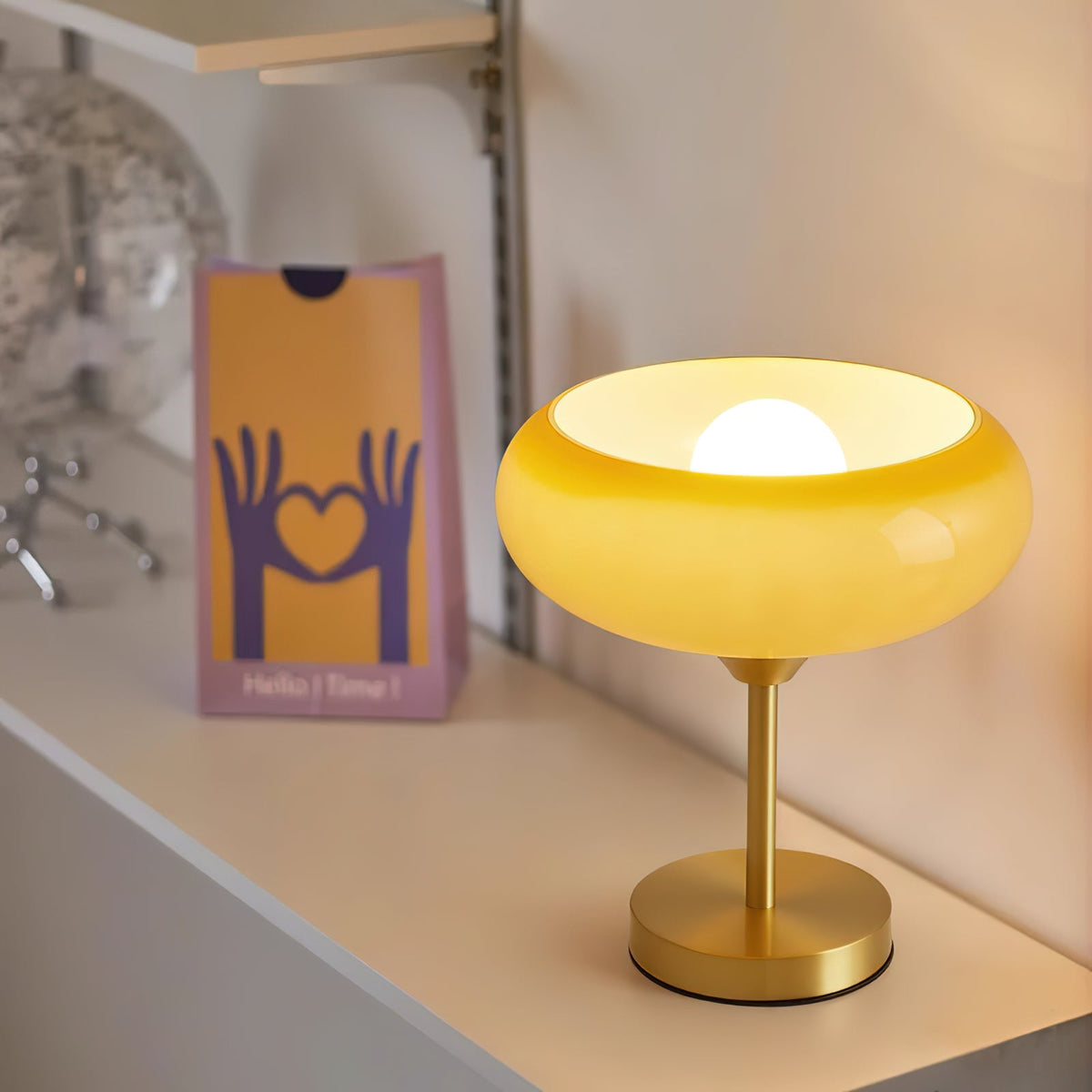 Egg Tart Glass Table Lamp – Retro Fluted Glass Accent Light