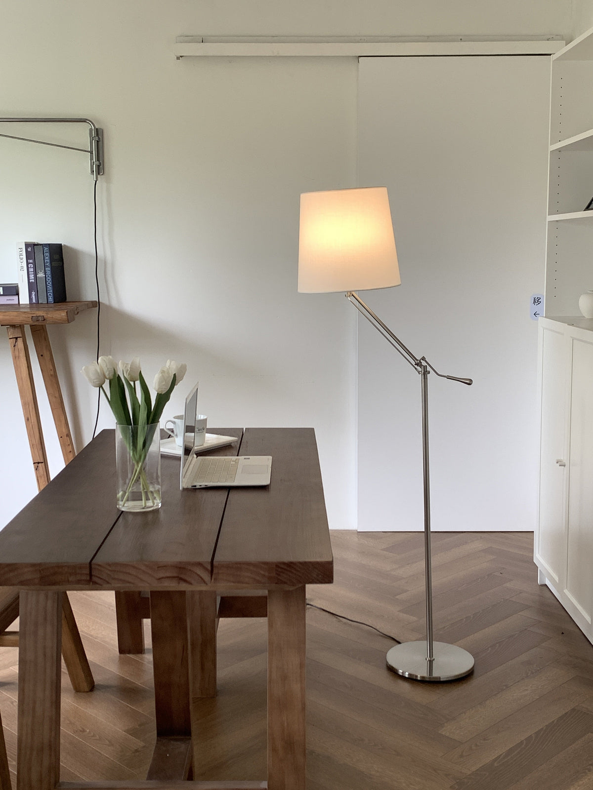 Eichholtz Medea Floor Lamp – Modern Chrome Swing Arm Reading Light