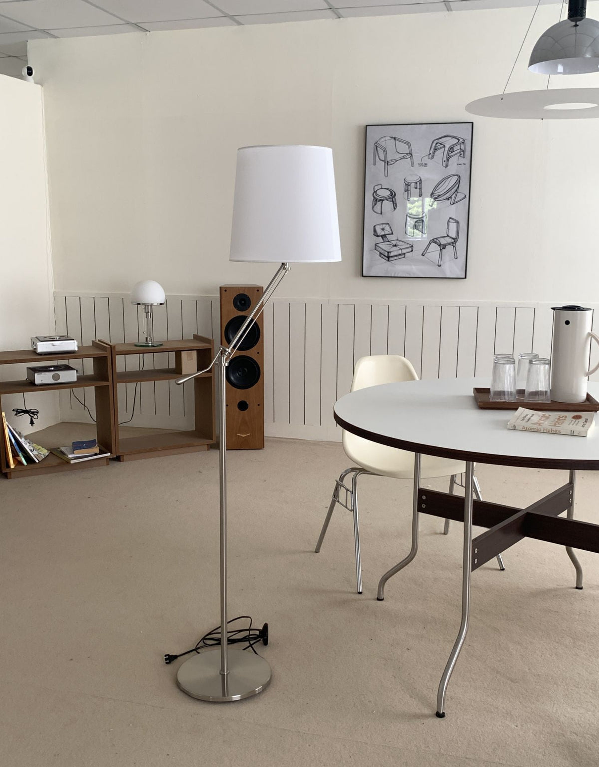Eichholtz Medea Floor Lamp – Modern Chrome Swing Arm Reading Light