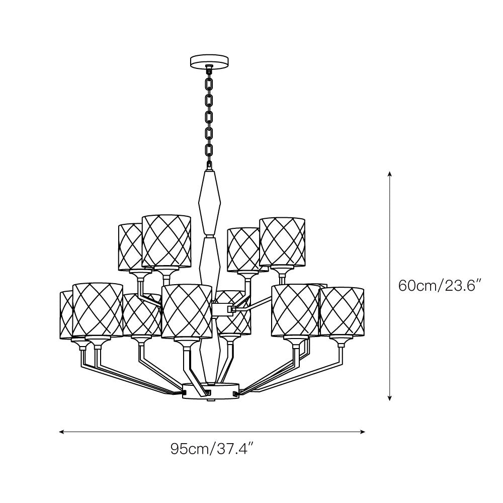Eilon Chandelier – Modern Brass & Clear Cylindrical Glass Chandelier