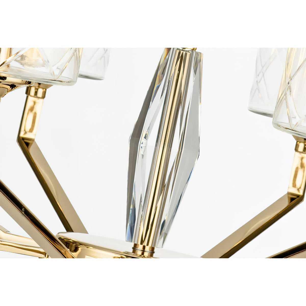 Eilon Chandelier – Modern Brass & Clear Cylindrical Glass Chandelier