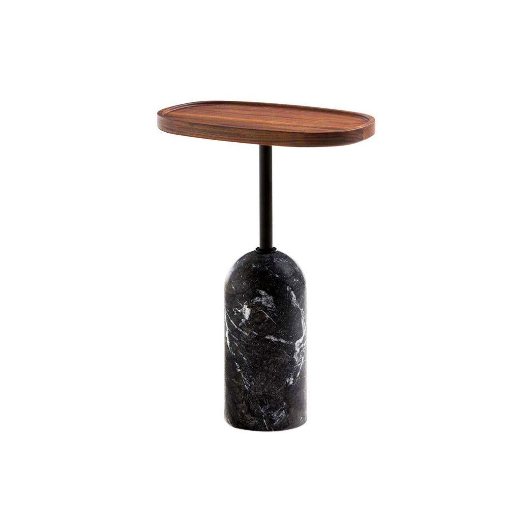 Ekero Square Side Table – Modern Walnut Wood & Solid Marble Base Table