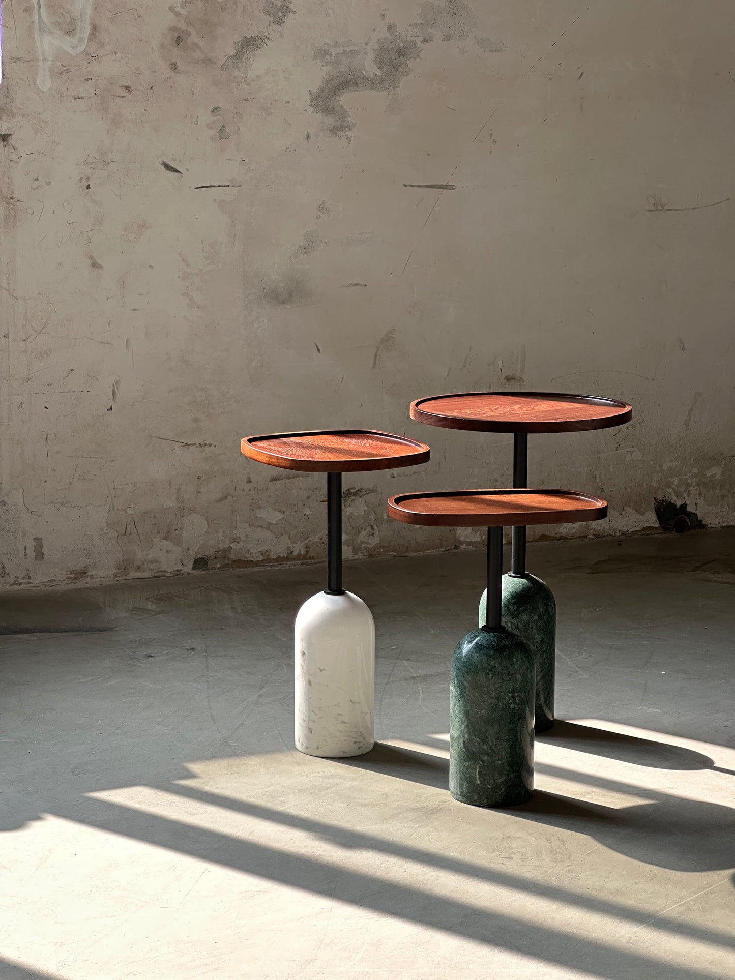 Ekero Square Side Table – Modern Walnut Wood & Solid Marble Base Table