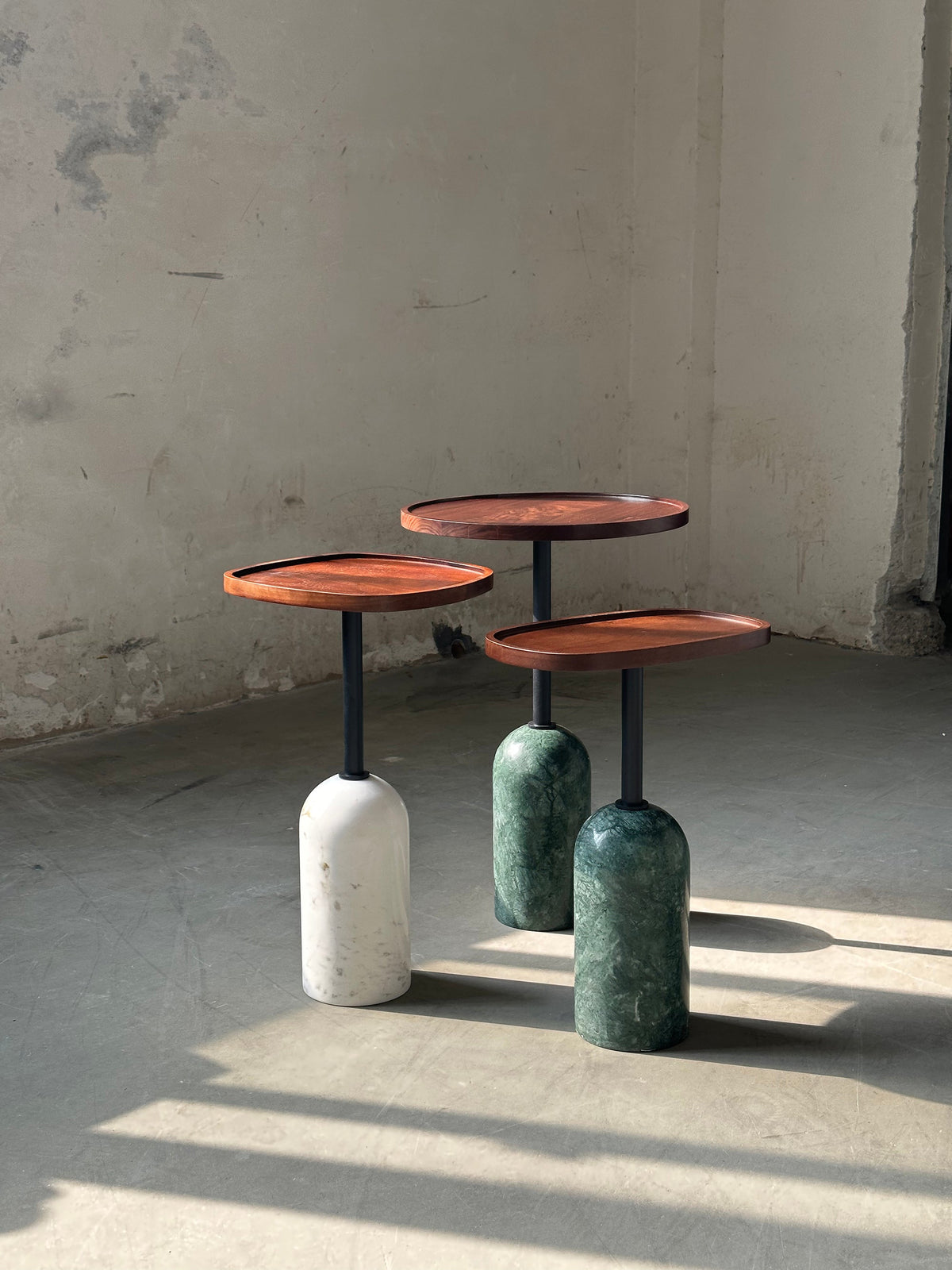 Ekero Square Side Table – Modern Walnut Wood & Solid Marble Base Table