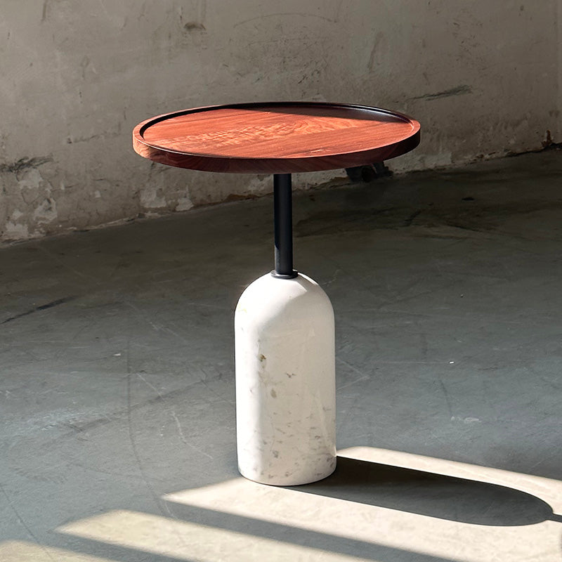 Ekero Square Side Table – Modern Walnut Wood & Solid Marble Base Table