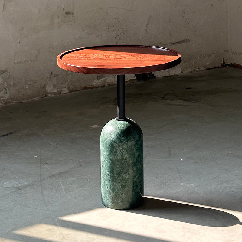 Ekero Square Side Table – Modern Walnut Wood & Solid Marble Base Table