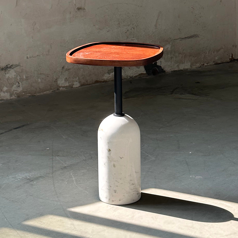 Ekero Square Side Table – Modern Walnut Wood & Solid Marble Base Table