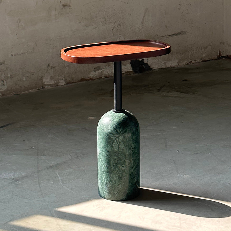 Ekero Square Side Table – Modern Walnut Wood & Solid Marble Base Table