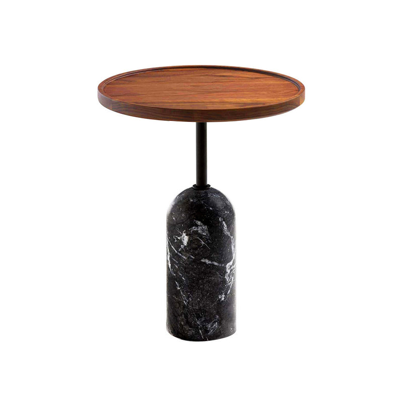 Ekero Square Side Table – Modern Walnut Wood & Solid Marble Base Table