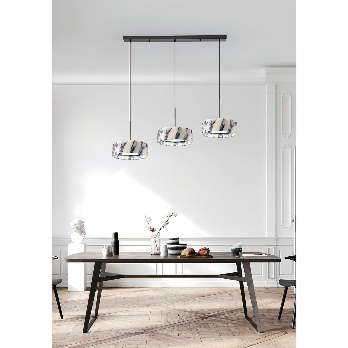 Elancourt Pendant Lamp – Natural Bulgari Marble Linear Pendant Light