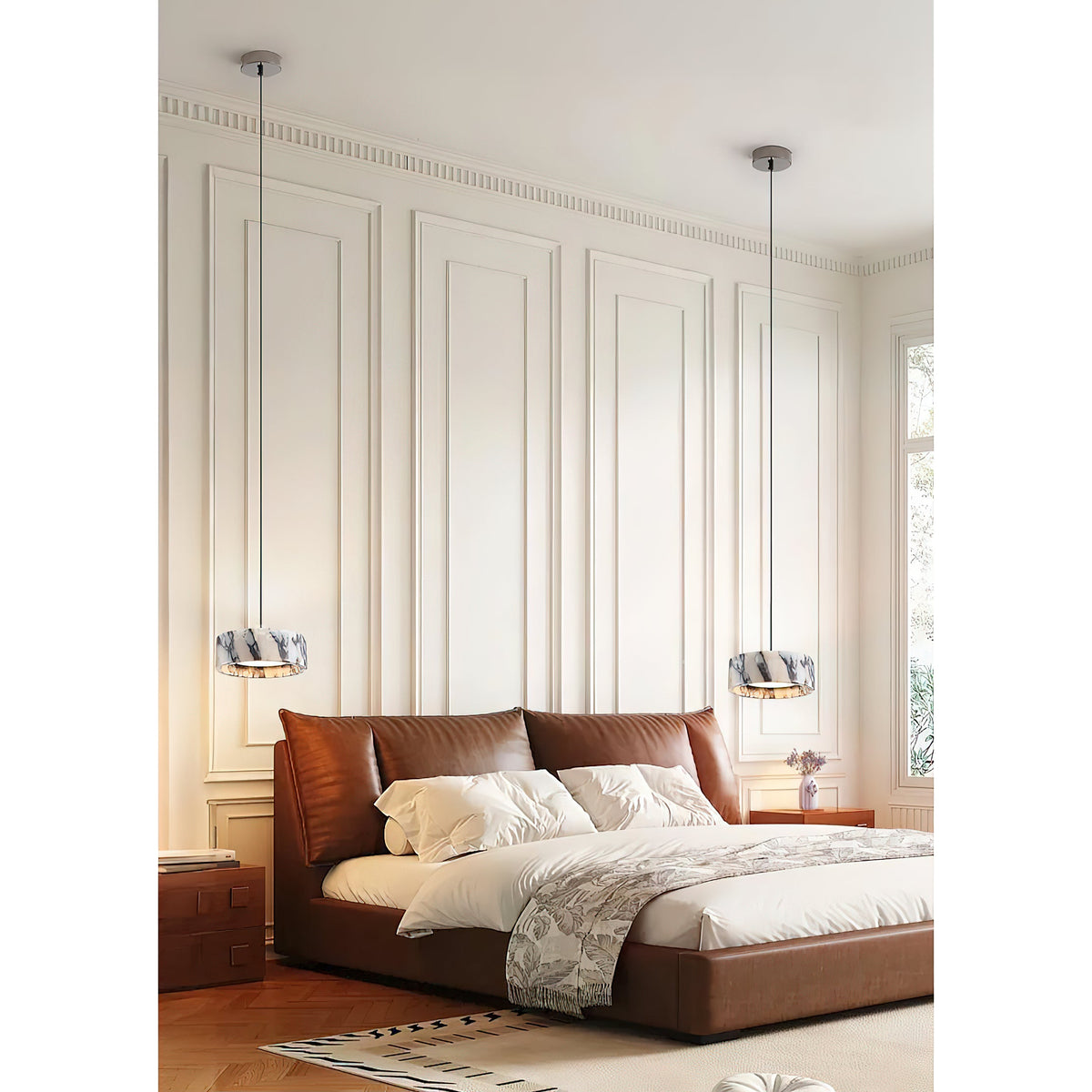 Elancourt Pendant Lamp – Natural Bulgari Marble Linear Pendant Light
