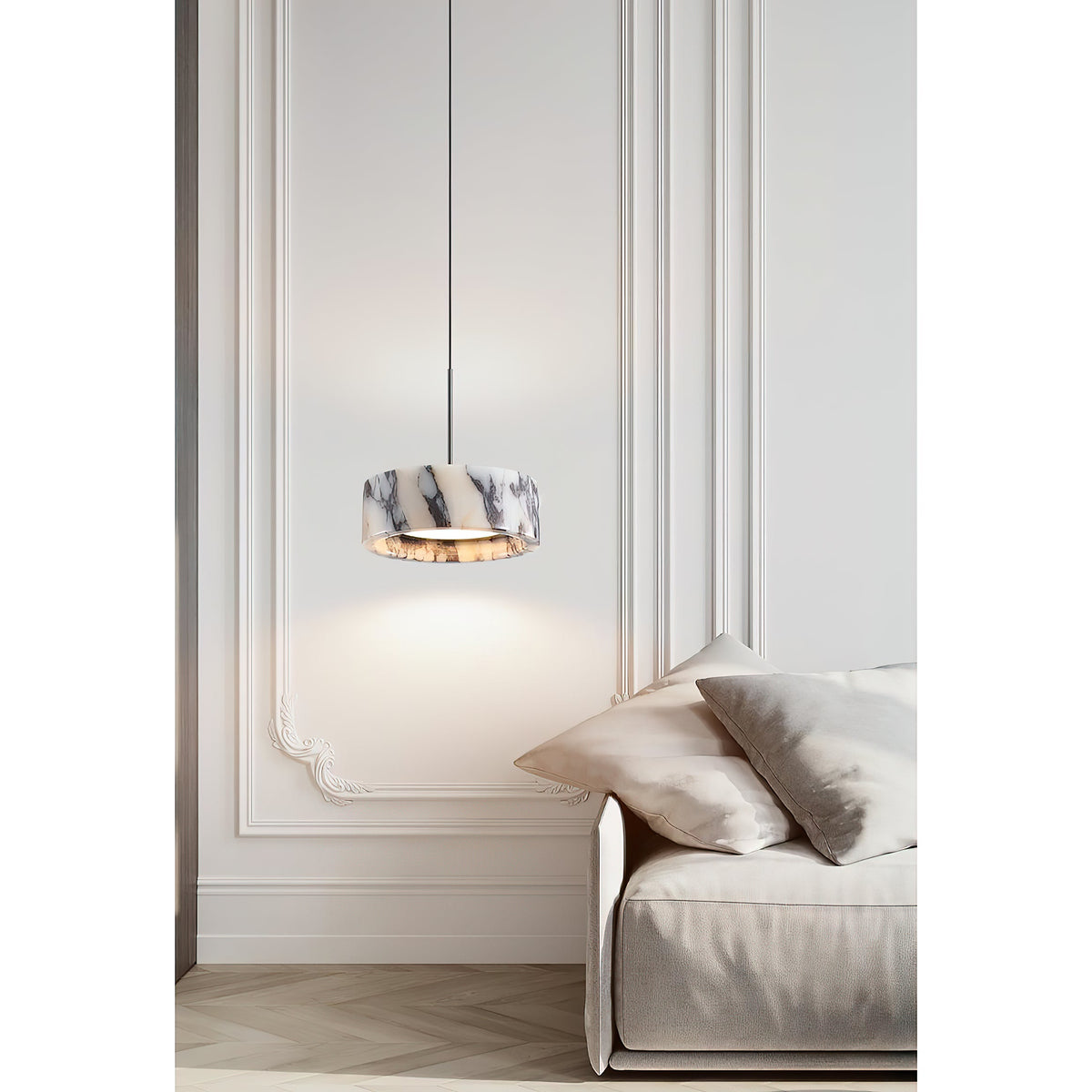 Elancourt Pendant Lamp – Natural Bulgari Marble Linear Pendant Light
