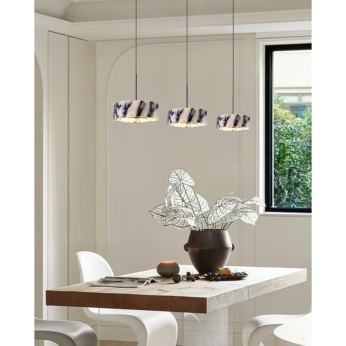 Elancourt Pendant Lamp – Natural Bulgari Marble Linear Pendant Light