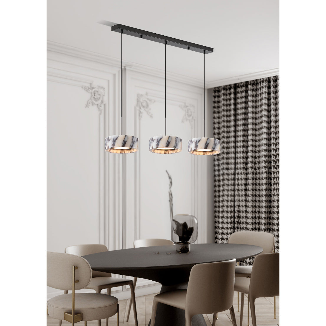 Elancourt Pendant Lamp – Natural Bulgari Marble Linear Pendant Light