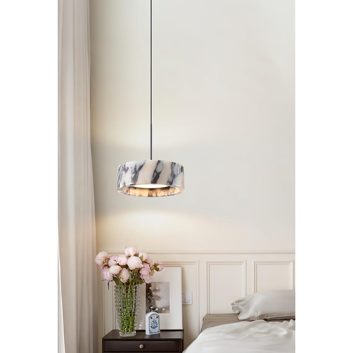Elancourt Pendant Lamp – Natural Bulgari Marble Linear Pendant Light