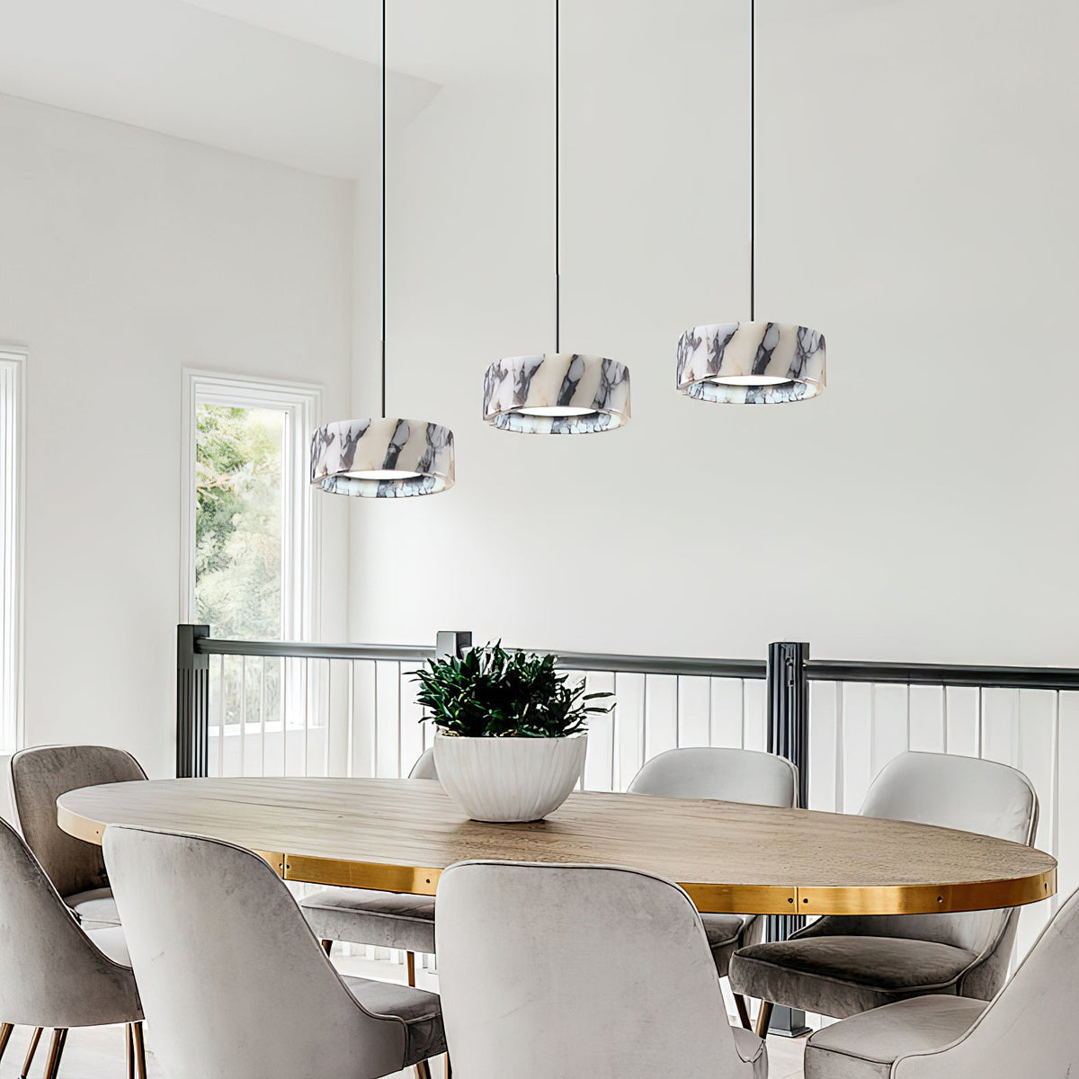 Elancourt Pendant Lamp – Natural Bulgari Marble Linear Pendant Light