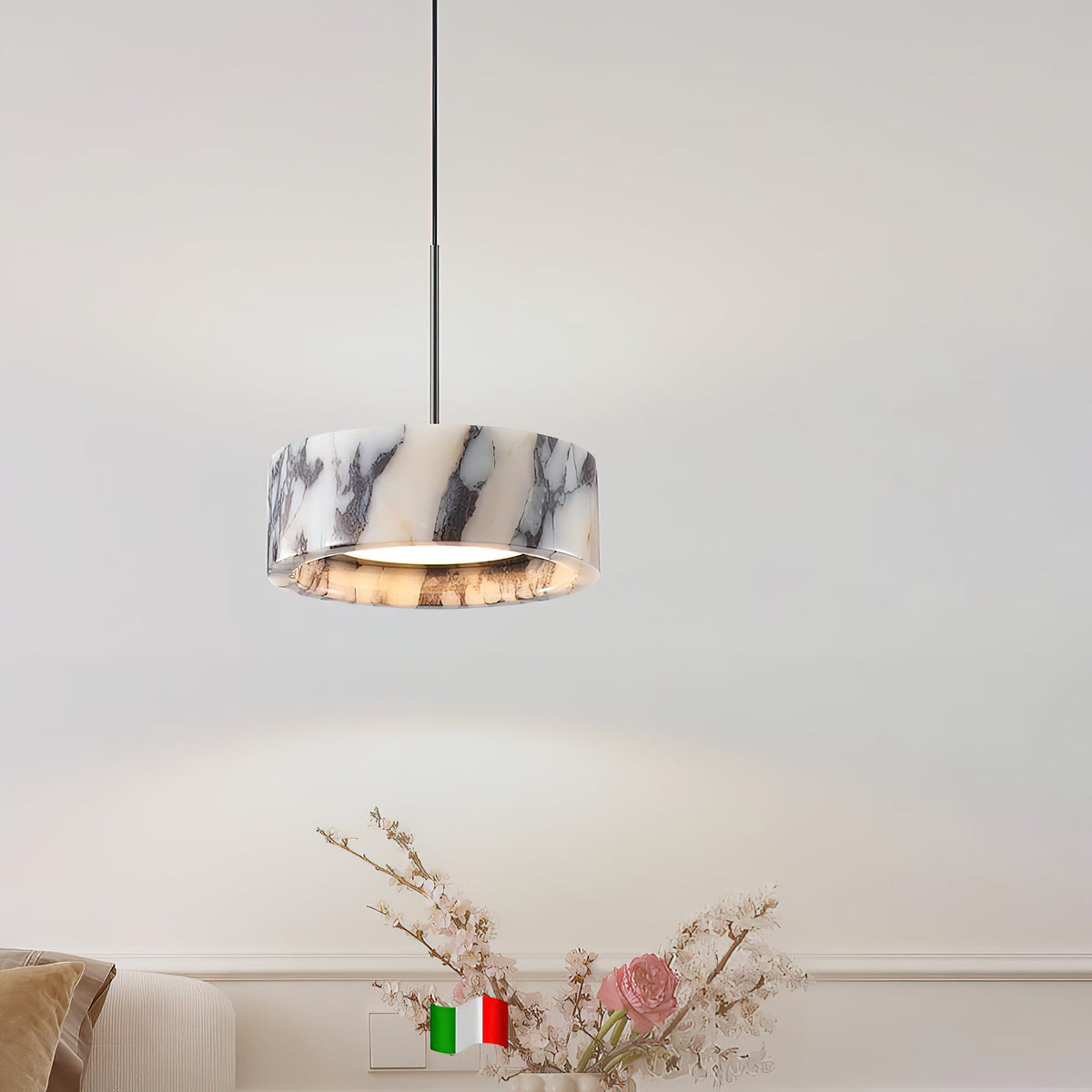 Elancourt Pendant Lamp – Natural Bulgari Marble Linear Pendant Light