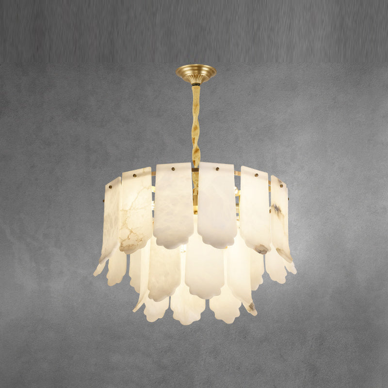 Elba Alabaster Chandelier – Multi-Layered Spanish Alabaster & Brass Statement Light