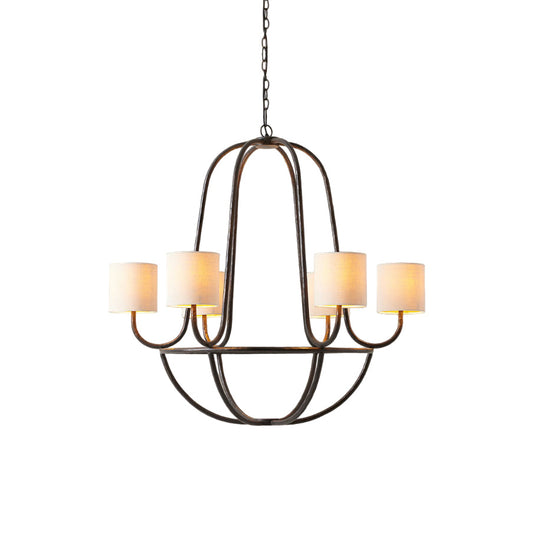 Elena Chandelier – Handcrafted Whimsical Brass Candelabra Light with Linen Shades