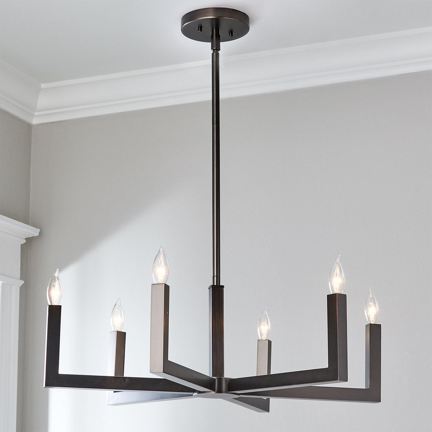 Eliza Brass Chandelier – Modern Minimalist 6-Arm Solid Brass Ceiling Light