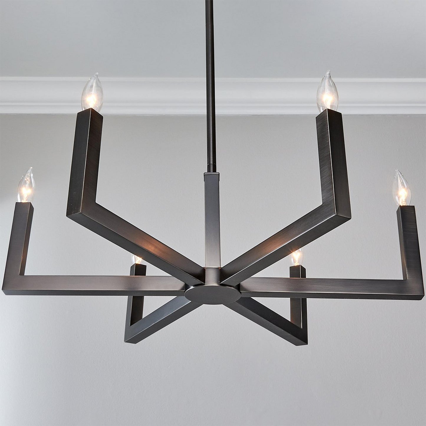 Eliza Brass Chandelier – Modern Minimalist 6-Arm Solid Brass Ceiling Light