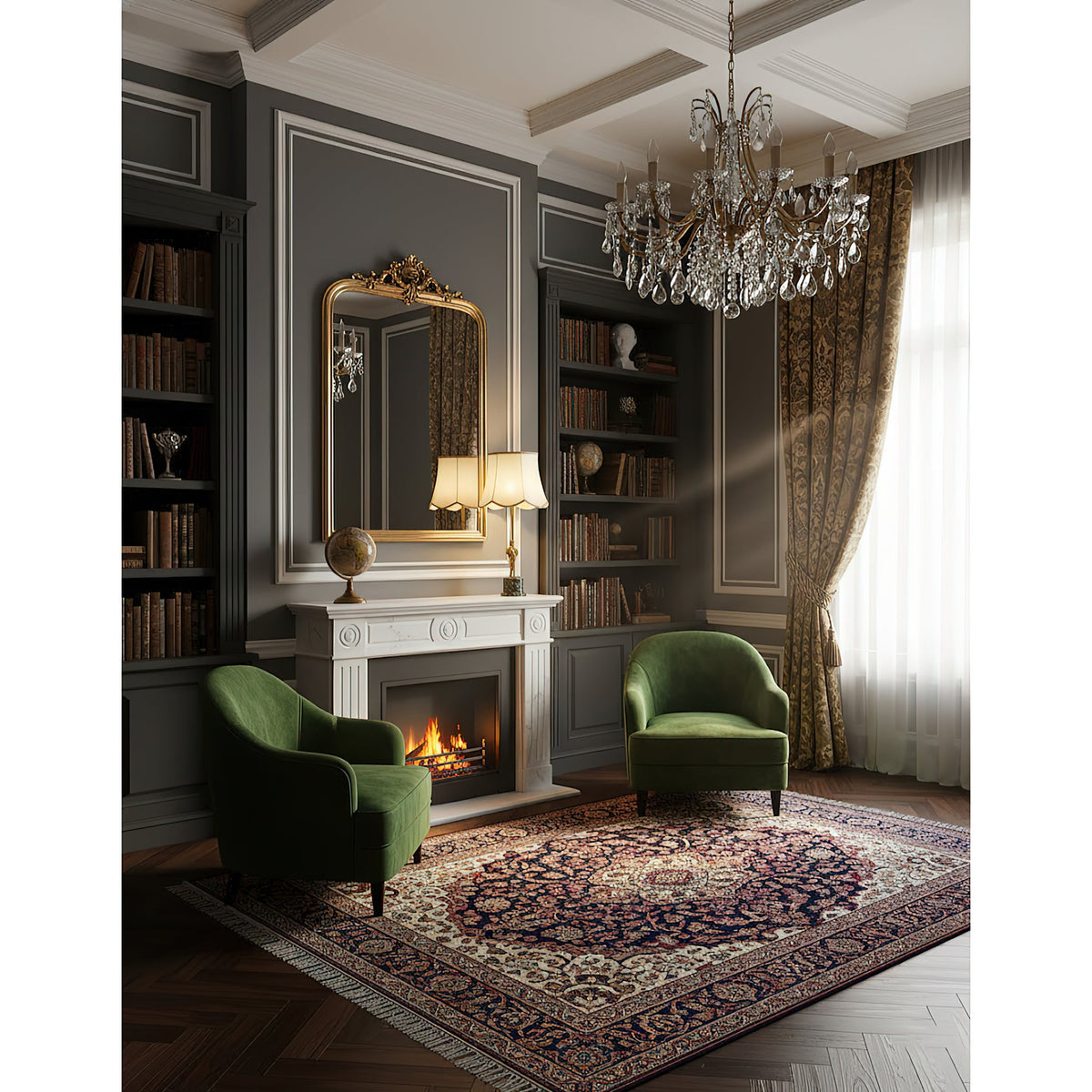 Ellie Table Lamp – Art Deco Brass & Natural Marble Base Accent Light