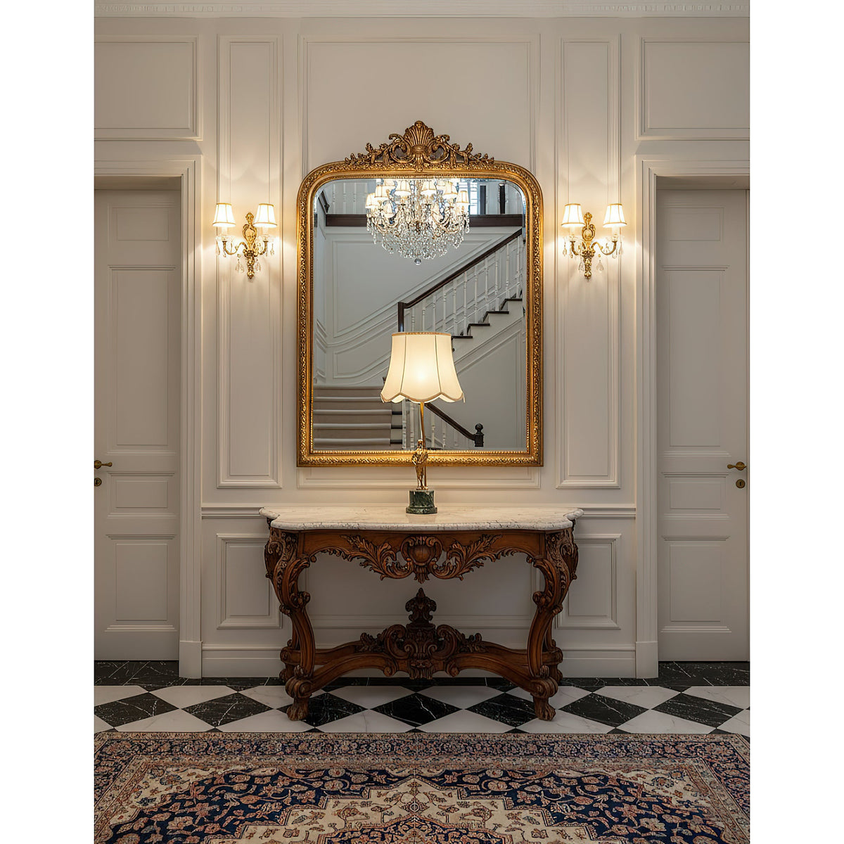 Ellie Table Lamp – Art Deco Brass & Natural Marble Base Accent Light